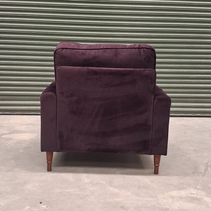 Albert Armchair in Plush Plum Velvet - Clearance