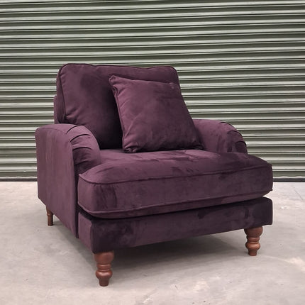 Albert Armchair in Plush Plum Velvet - Clearance