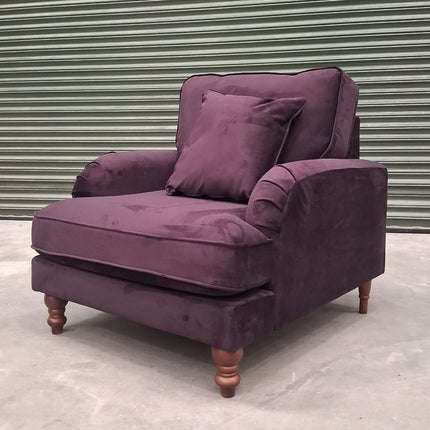 Albert Armchair in Plush Plum Velvet - Clearance