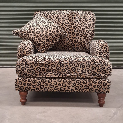 Albert Armchair in Leopard Cream Plush Velvet - Factory Seconds