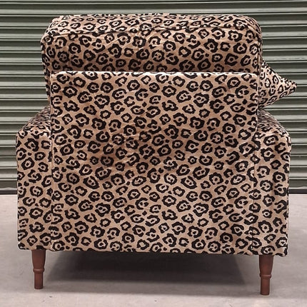 Albert Armchair in Leopard Cream Plush Velvet - Factory Seconds