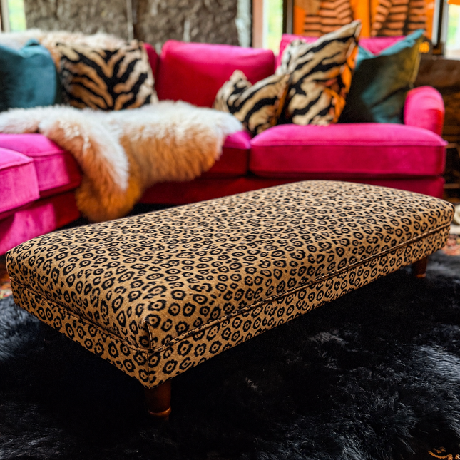 Albert Footstool in Animal Velvet - New
