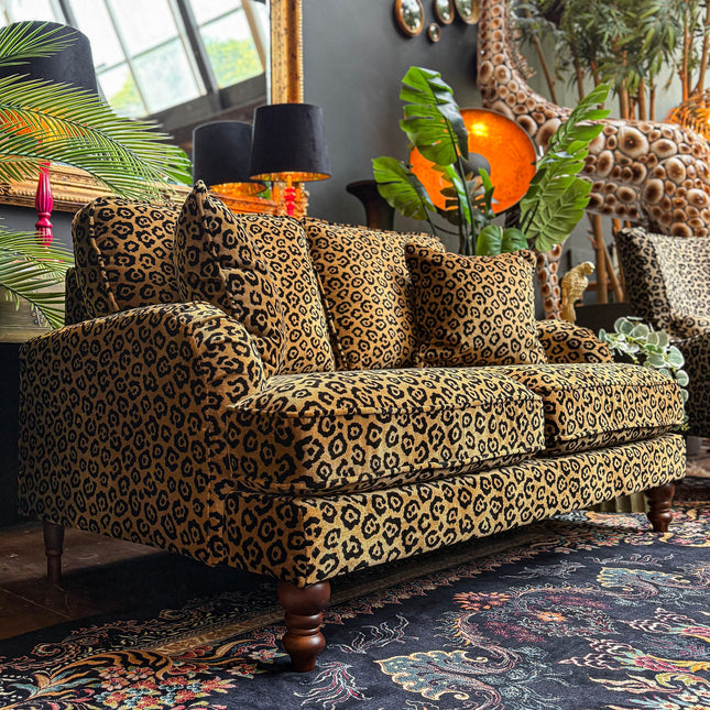 Albert 2 Seater Sofa in Leopard Gold Verb - Ex Display