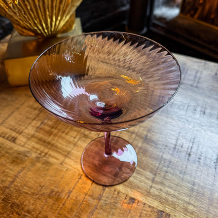 Amethyst Twist Champagne  Coupe Glasses Set of 4