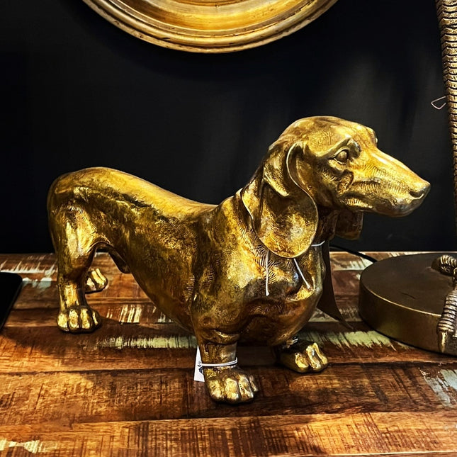 Antique Gold Dachshund Figure