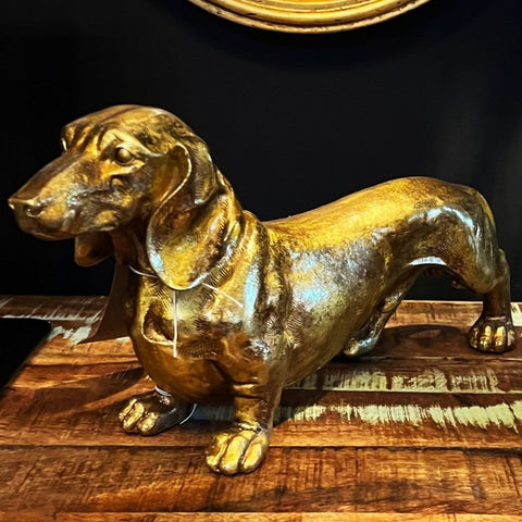 Antique Gold Dachshund Figure