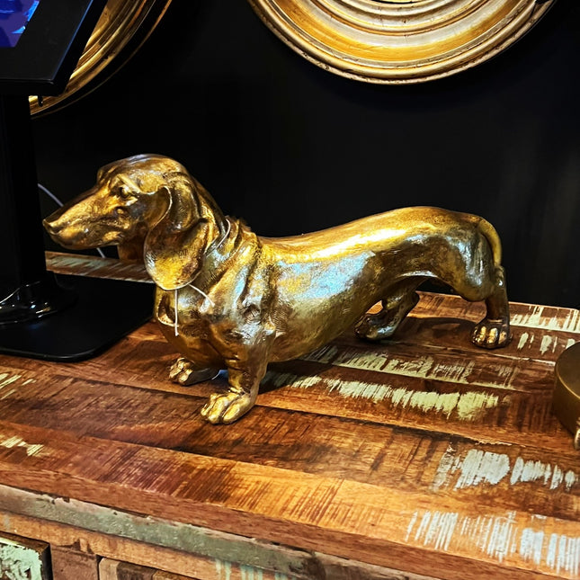 Antique Gold Dachshund Figure