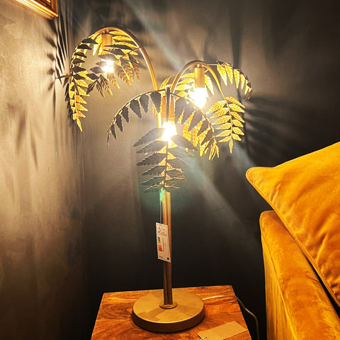 Antique Gold Palm Leaf Table Lamp