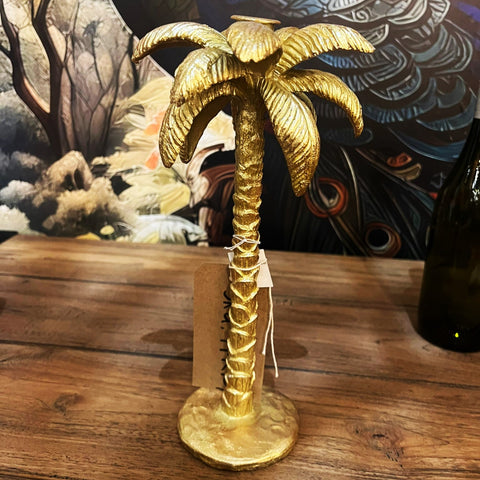 Antique Gold Palm Tree Candle Holder