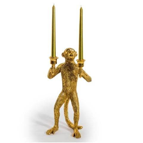 Antique Gold Standing Monkey Candelabra