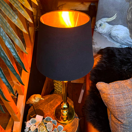 Antique Brass Column Table Lamp with Shade