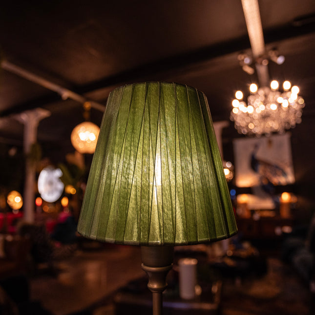 Antique Bronze Rechargeable Table Lamp with Green Shade