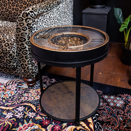 Antique Gear Clock Side Table