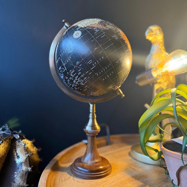 Antique Globe on Brass & Wood Stand