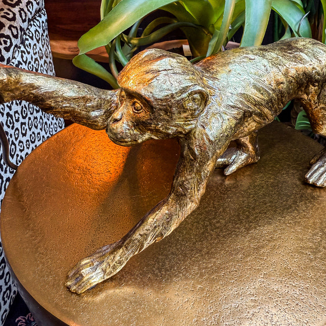 Antique Gold Crawling Monkey Table Lamp
