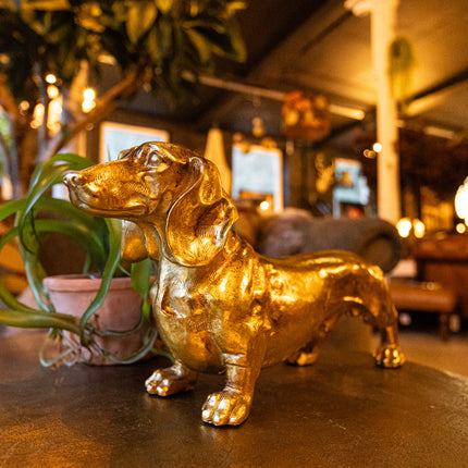 Antique Gold Dachshund Figure