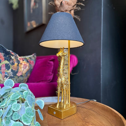 Antique Gold Giraffe Table Lamp with Black Shade