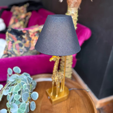 Antique Gold Giraffe Table Lamp with Black Shade