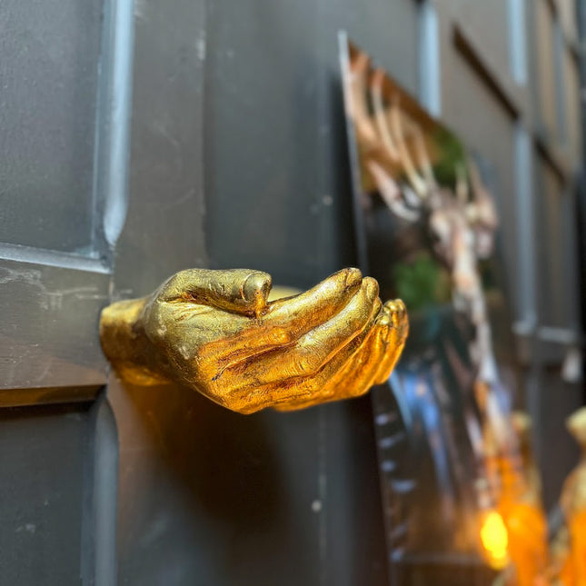 Antique Gold Hands Storage Bowl Wall Mounted