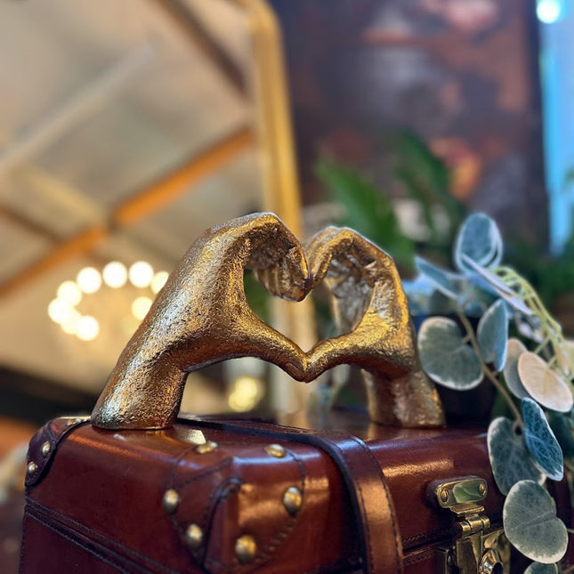 Antique Gold Heart Hands Ornament