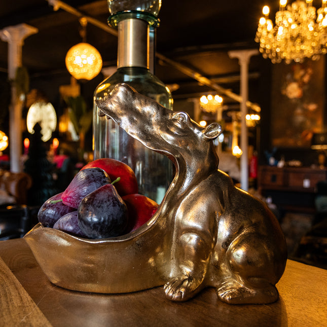 Antique Gold Hungry Hippo Storage Bowl