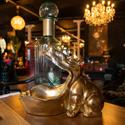 Antique Gold Hungry Hippo Storage Bowl