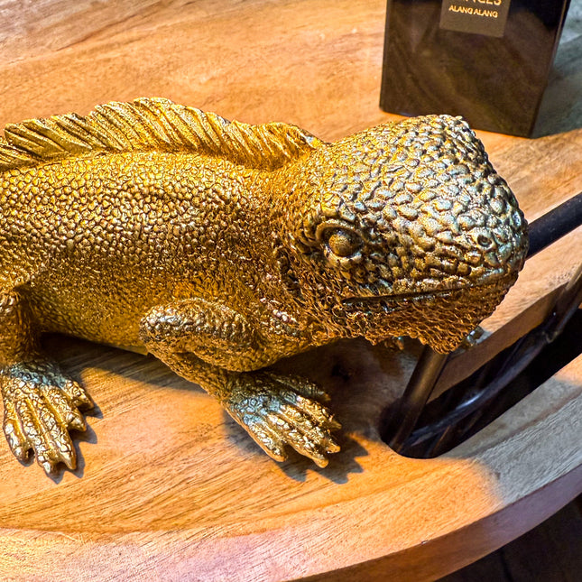 Antique Gold Iguana Table Lamp