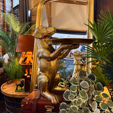 Antique Gold Labrador Holding Tray Ornament