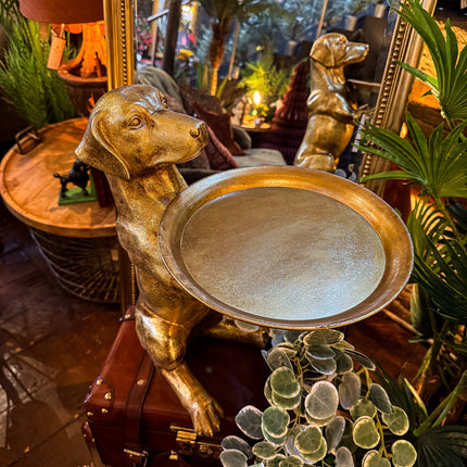 Antique Gold Labrador Holding Tray Ornament