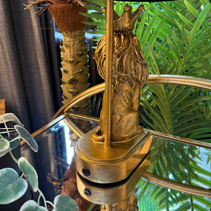 Antique Gold Lion Table Lamp with Black Shade