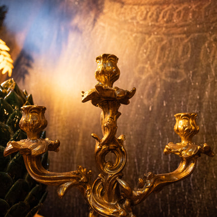 Antique Gold Ornate Candelabra