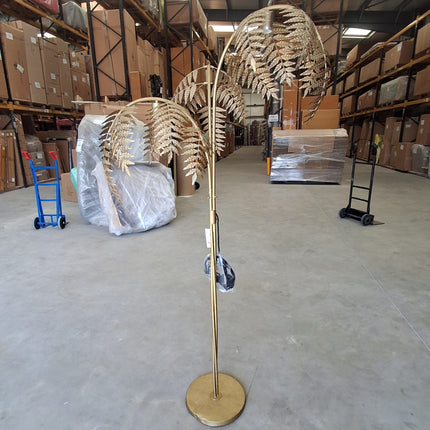 Antique Gold Palm Leaf Floor Lamp - Ex Display