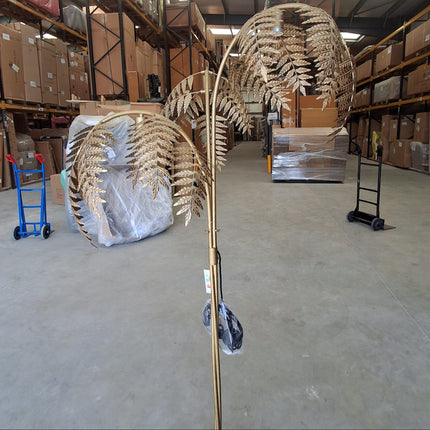 Antique Gold Palm Leaf Floor Lamp - Ex Display