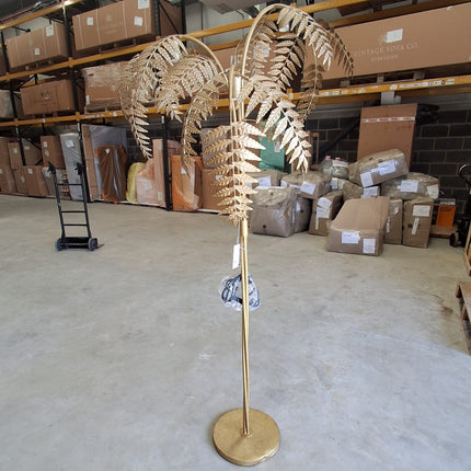 Antique Gold Palm Leaf Floor Lamp - Ex Display