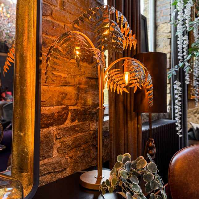Antique Gold Palm Leaf Table Lamp