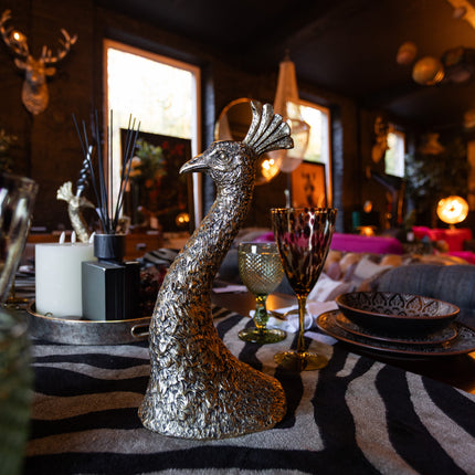 Antique Gold Peacock Head Candle Holder