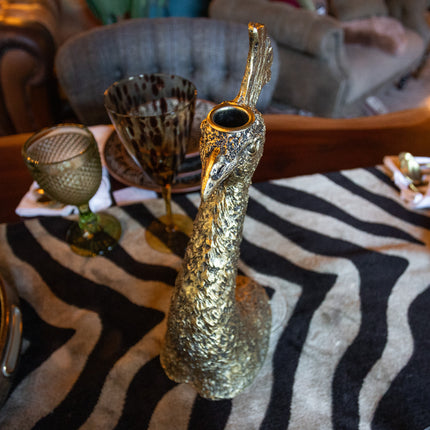 Antique Gold Peacock Head Candle Holder