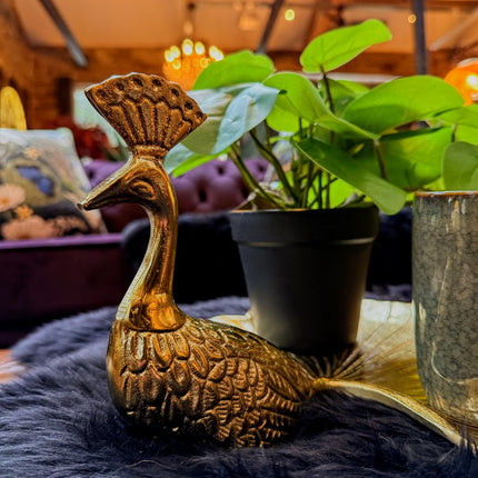 Antique Gold Peacock Trinket Dish