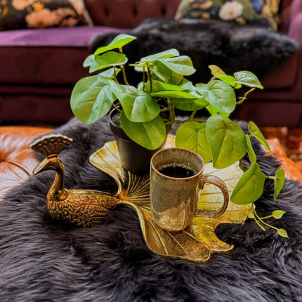 Antique Gold Peacock Trinket Dish