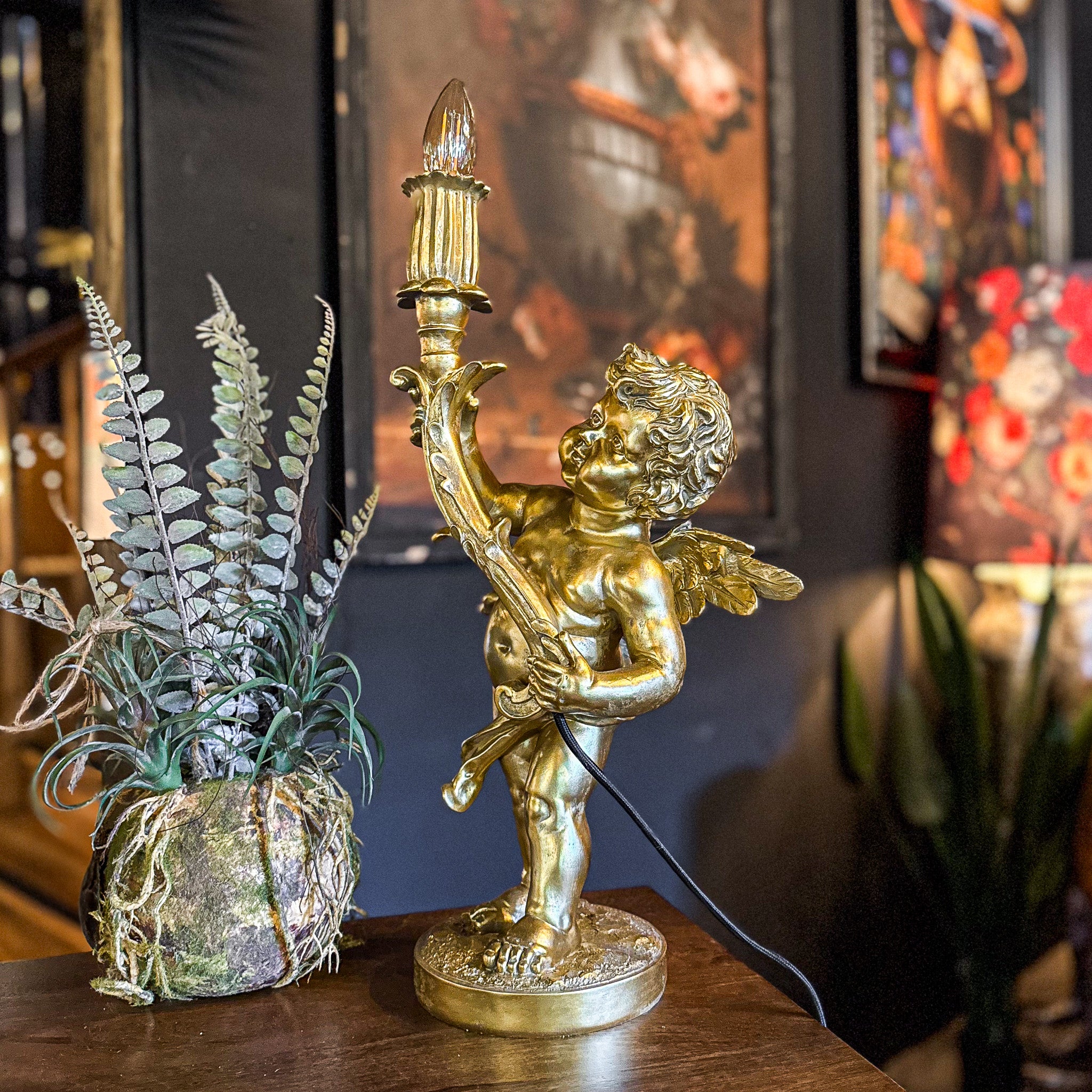 Antique Gold Standing Cherub Table Lamp Clearance – Vintage Sofa