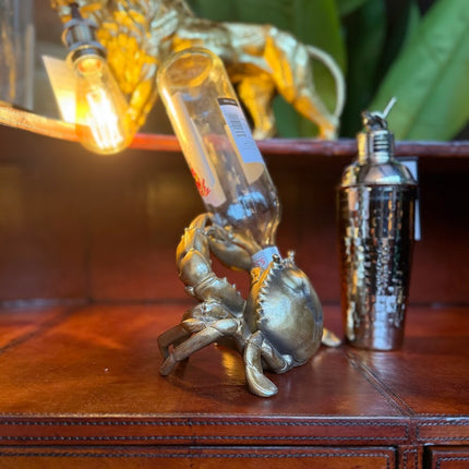 Antique Gold Thirsty Crab Wine Bottle Holder