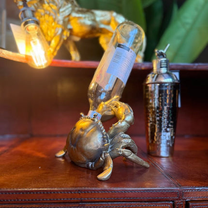 Antique Gold Thirsty Crab Wine Bottle Holder