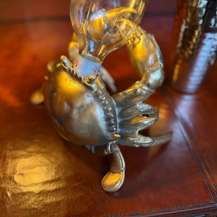 Antique Gold Thirsty Crab Wine Bottle Holder