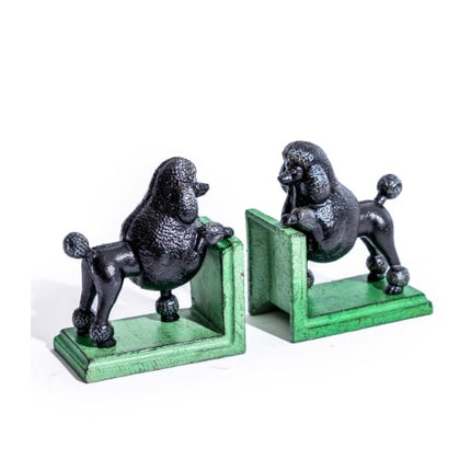 Antique Pair of Black Poodle Cast Iron Bookends