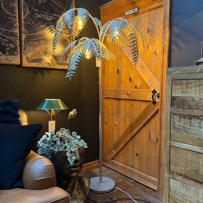 Antique Silver Palm Leaf Floor Lamp