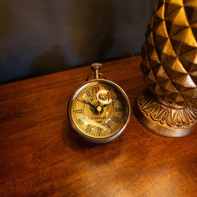 Antiqued Brass Table Clock