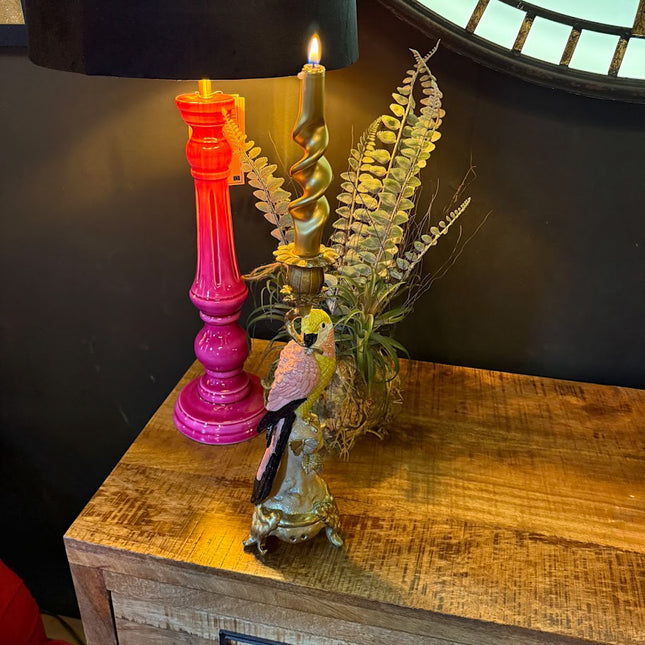 Antiqued Ornate Parrot Candle Holder