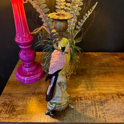 Antiqued Ornate Parrot Candle Holder