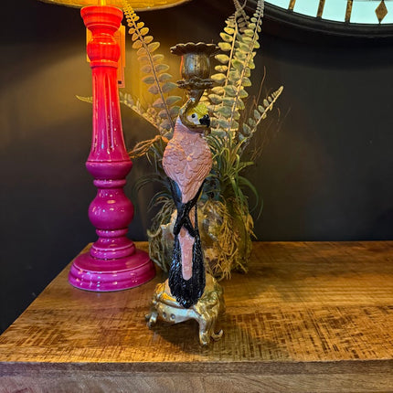 Antiqued Ornate Parrot Candle Holder