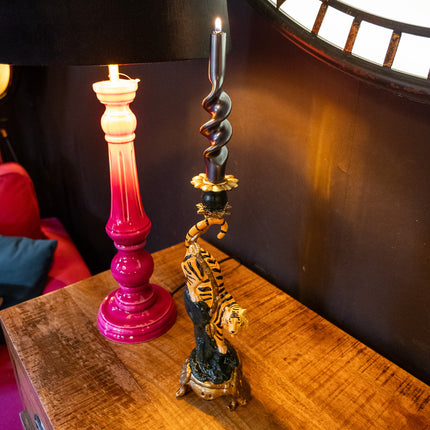 Antiqued Ornate Tiger Candle Holder
